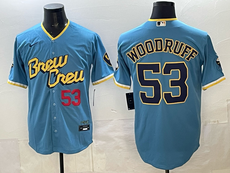 Men 2025 Milwaukee Brewers #53 Woodruff blue Game Nike MLB Jersey2026003->milwaukee brewers->MLB Jersey